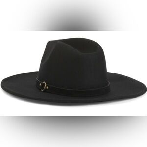 Artisan‎ NY Wool Fedora Hat Black Wide Brim Western Style O Ring Detail